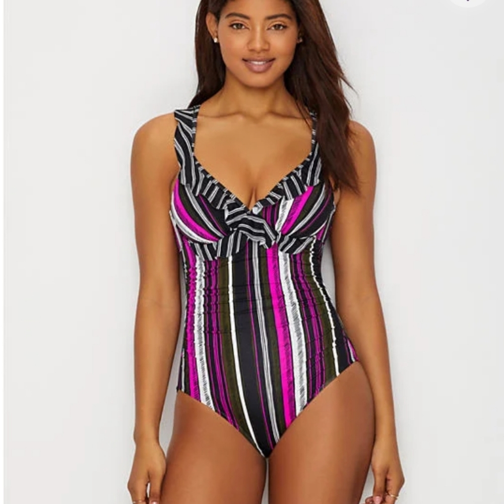 NWT Anne Cole Striped One Piece Swimsuit